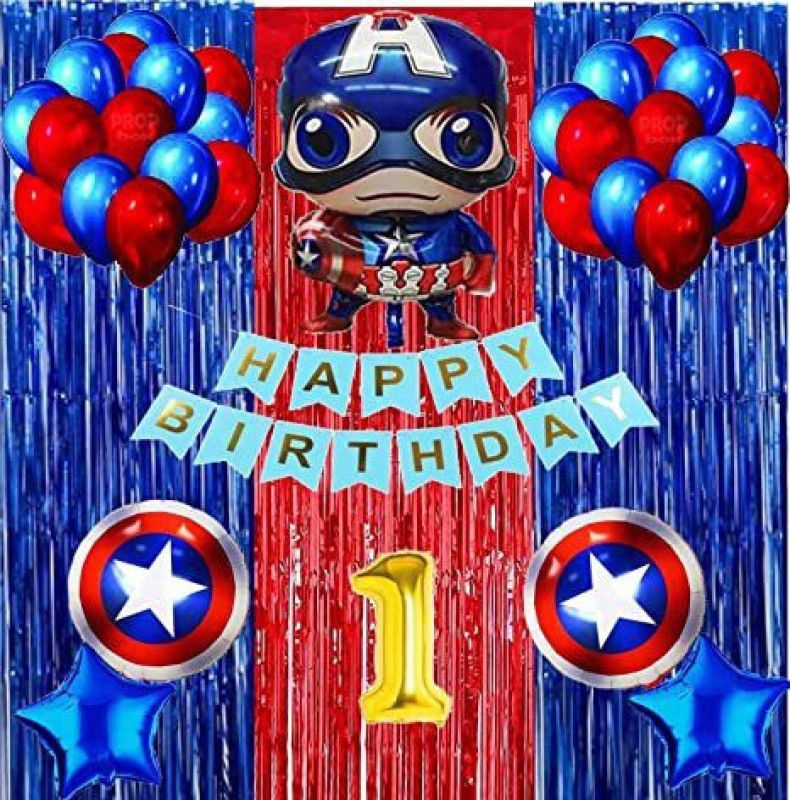 PartyJewels Captain America Theme Birthday Decor Item or Kit - 39pcs (1 happy birthday)  (Set of 39)