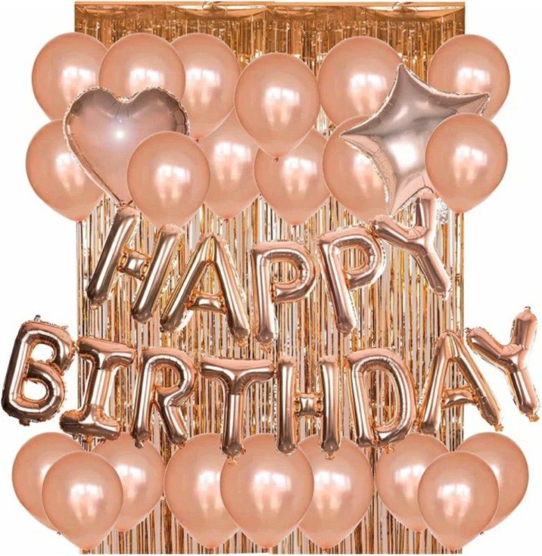 FLIPZONE Rose Gold Special Theme For Birthday Party Decoration Combo Set Of-42)  (Set of -42)