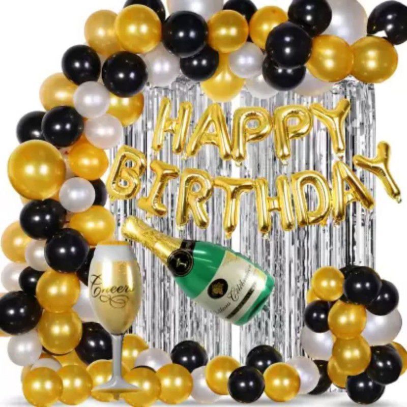Acril Happy Birthday Balloons Decoration Kit 46 Pcs  (Set of 46)