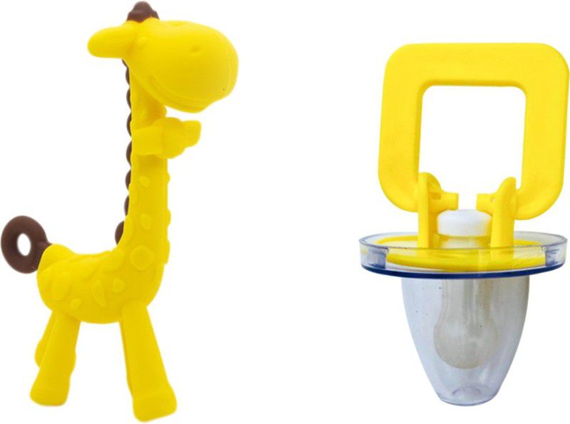 Minifellas Yellow Pacifier & Giraffe Teether  (Yellow)