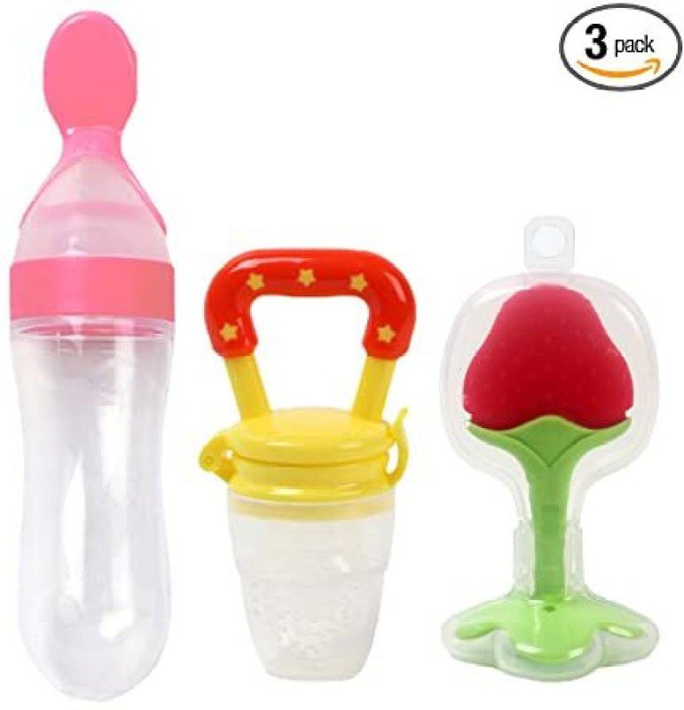 Muma's Love 3 Pieces Combo Set For Your New Born Babies (Multicolor) Teether and Feeder  (Multicolor)
