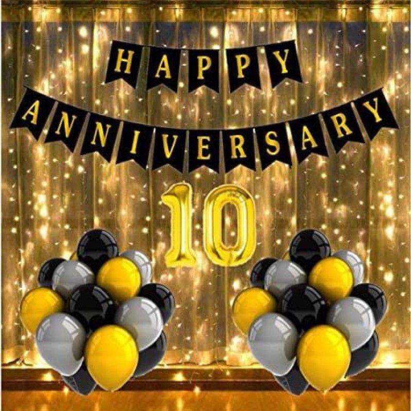 PartyJewels 10 Year Happy Anniversary Decoration Item or Kit (pack of 47)  (Set of 47)