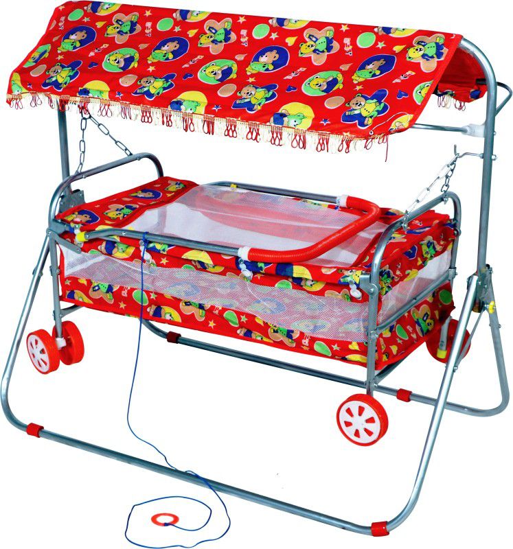 Baby Friends 6 Wheels Jhulla (Buggy Bassinet Cradle) With Hood Bassinet  (Red)
