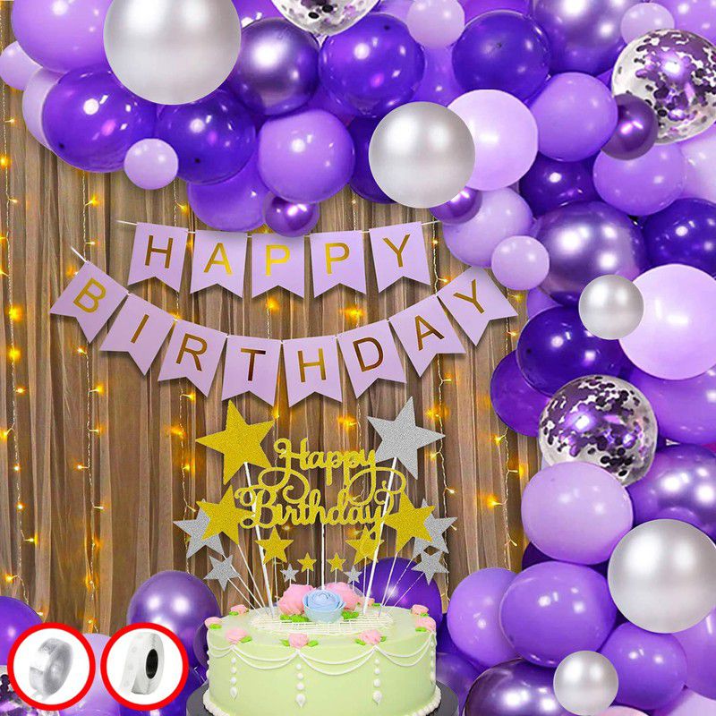 TTimmo4 Purple and Silver Birthday Theme for Girls Boys Girlfriend Wife Husband etc.