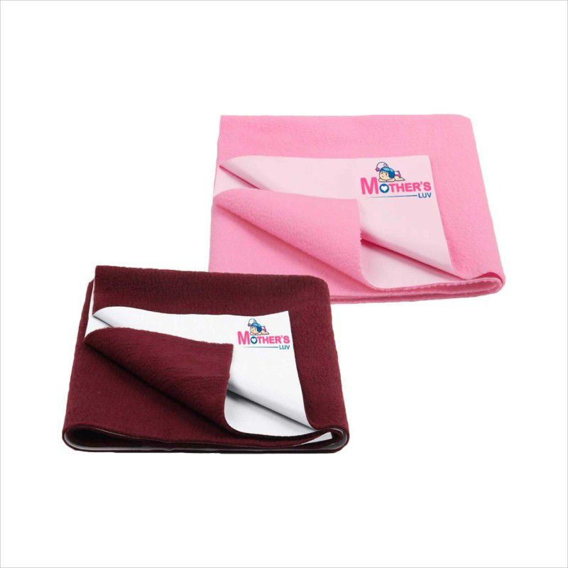 mothersluv Mothers Luv Water Proof Bed Protector Baby Dry Sheet Fast Dry Cotton Extra Absorbent and Reusable (maroon + pink) Size 70cm x 50cm (Children: S, pink + maroon) Changing Station  (Brown, Pink)