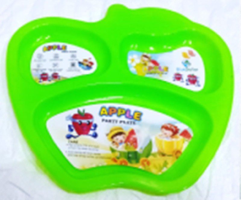 sell net retail 3PCS LIGHT GREEN COLOUR apple Shaped Lunch/Dinner Plates With Spoon & Fork - Plastic  (Light Green)