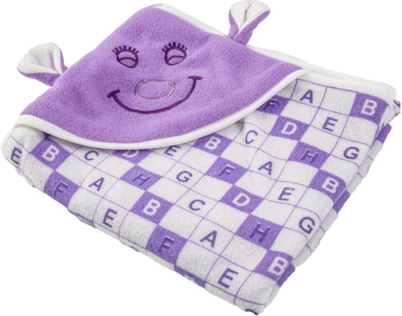 Printed Single Hooded Baby Blanket  (Polyester, Purple)