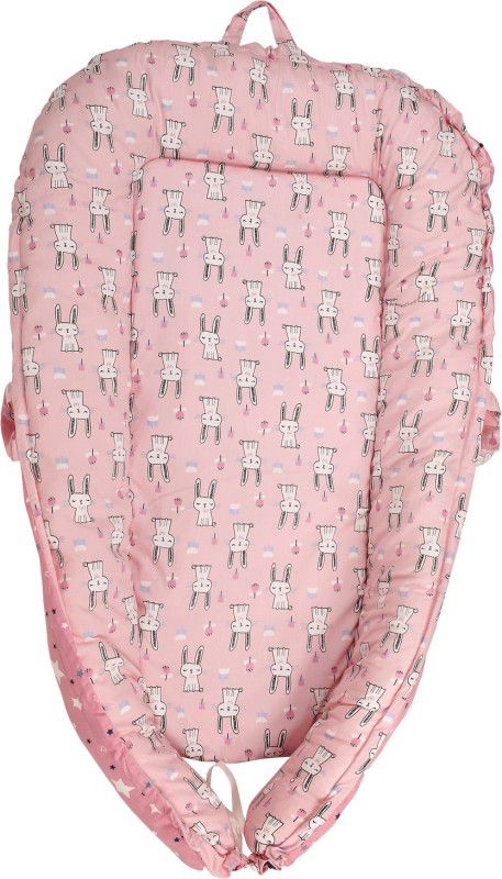 Baby Moo Baby Bed Cum Carry Nest Star And Rabbit Pink Sleeping Bag