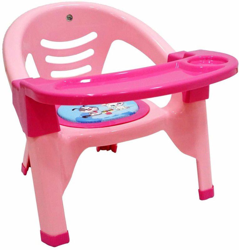 Miss & Chief by Flipkart Baby Chair with Tray Strong and Durable Plastic Chair for Kids/Plastic School Study Chair/Feeding Chair for Kids,Portable With Soft Cusion And Sound Whistle  (Pink)