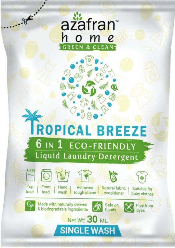Azafran Home Tropical Breeze 6 In 1 Eco-Friendly Liquid Laundry Detergent, 30ml, (Pack of 10) Liquid Detergent  (10 x 3 ml)