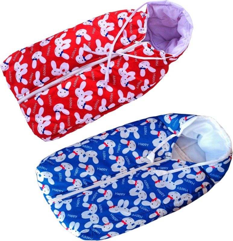 Little Star New born baby Happy printed (Red+blue combo pack -2)0-6 Month Sleeping Bag