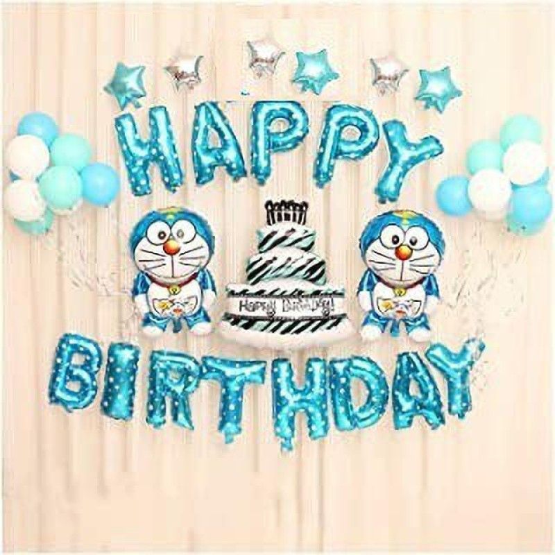 NVRV HAPPY BIRTHDAY DECORATION COMBO FOR KIDS & ADULTS BIRTHDAY PARTY SUPPLIES THEME OF DOREMON  (Set of 55)