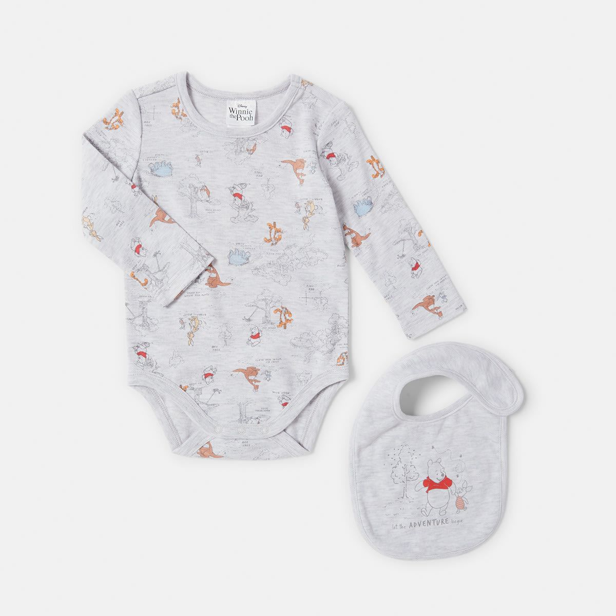 Winnie The Pooh License Bodysuit & Bib Set