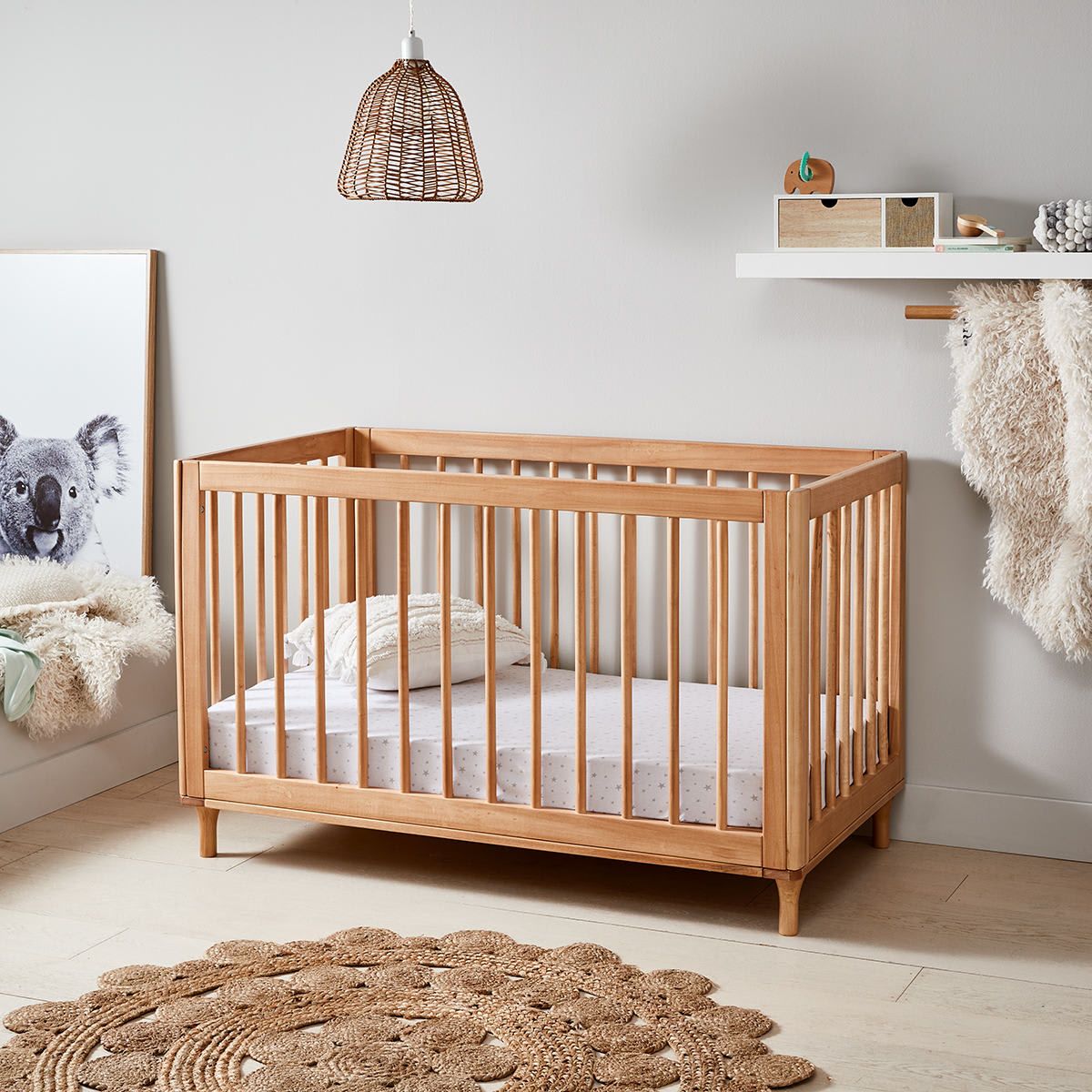 Wooden Cot in Oak Colour
