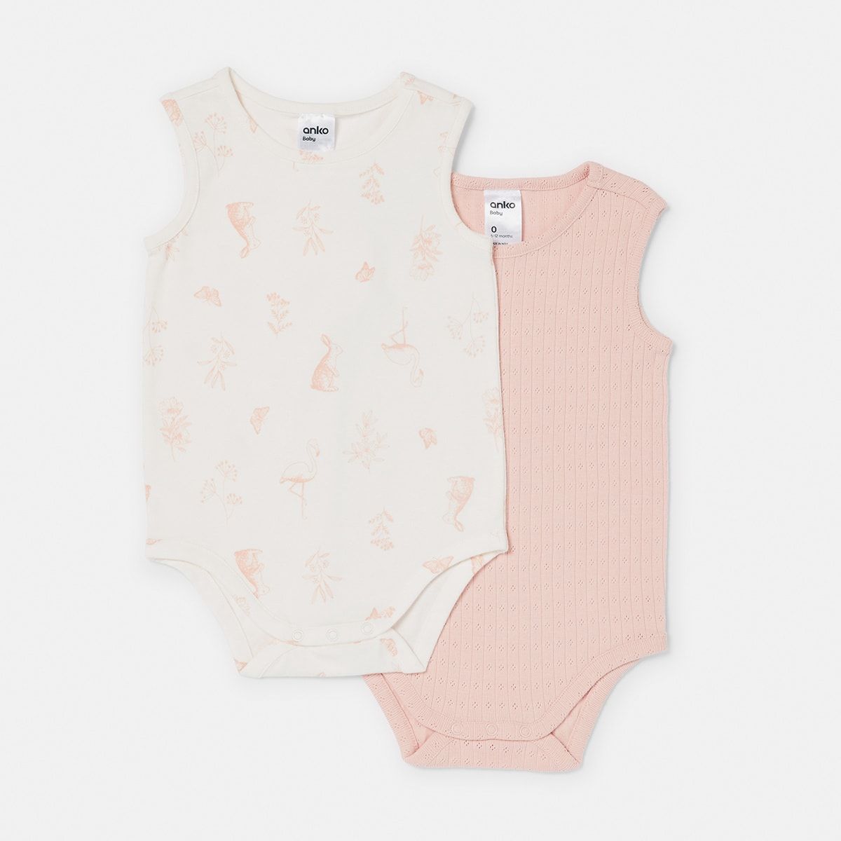 2 Pack Newborn Sleeveless Bodysuit