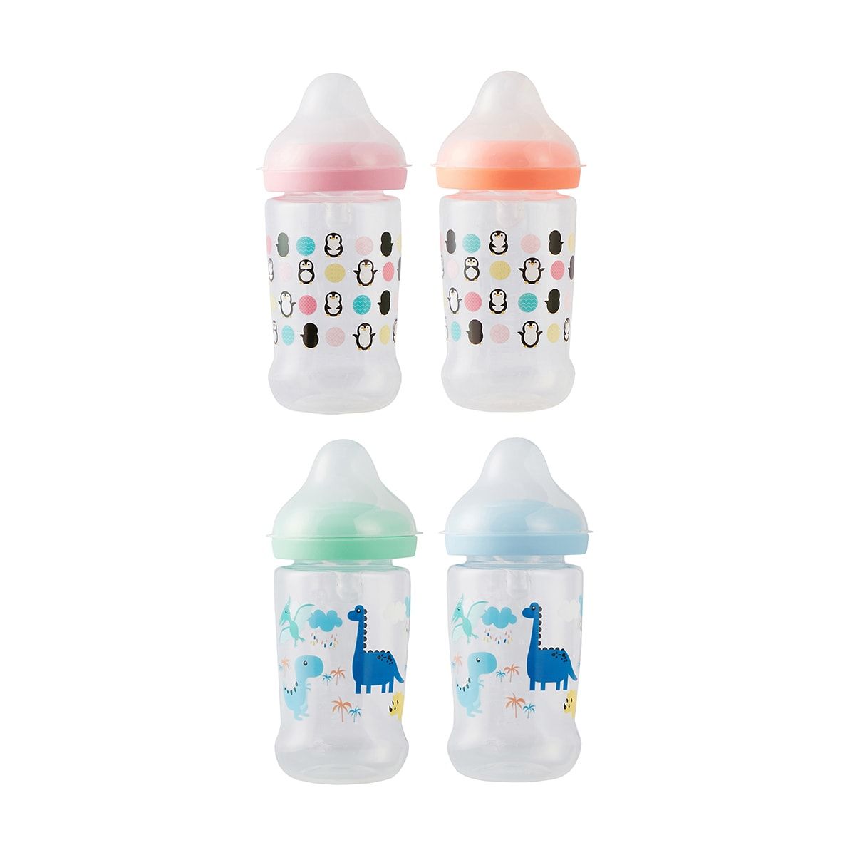 2 Pack 250ml Wide Neck Baby Feeding Bottles - Assorted