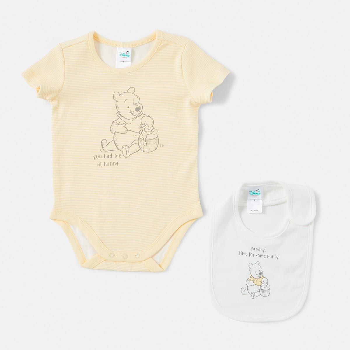 Winnie The Pooh License Bodysuit with Bib Set