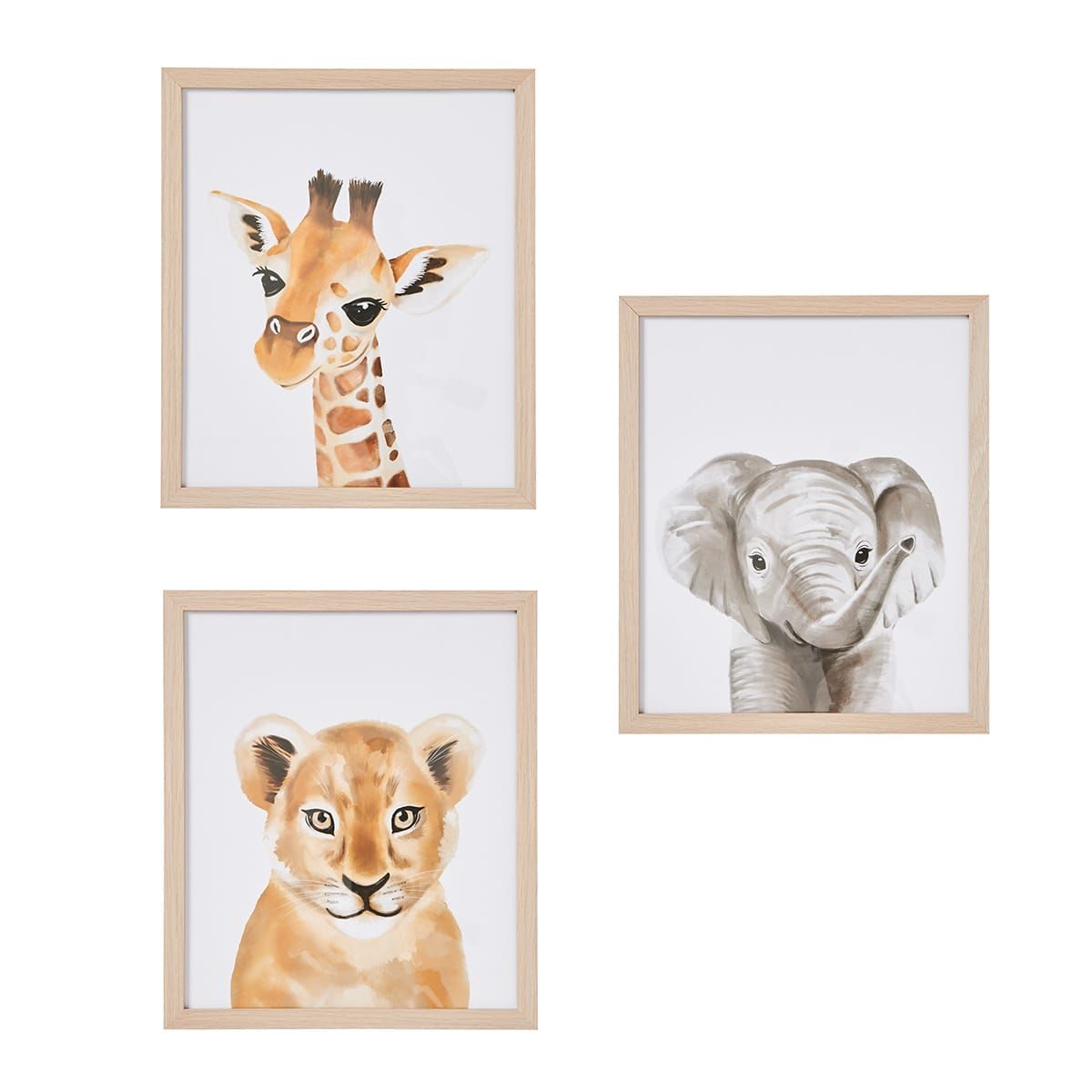3 Pack Nursery Wall Art - Animals