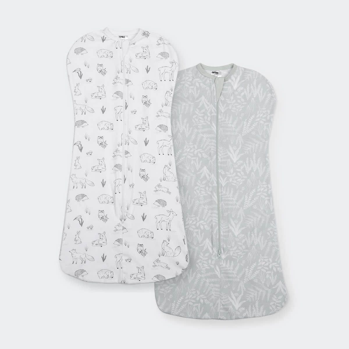 2 Pack Organic Cotton Swaddle Pouches - Woodlands