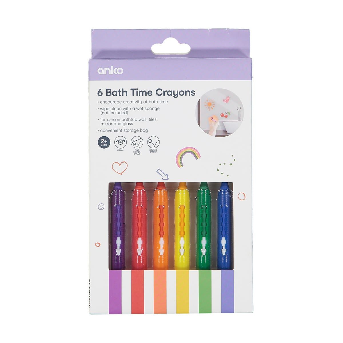 6 Pack Bath Time Crayons