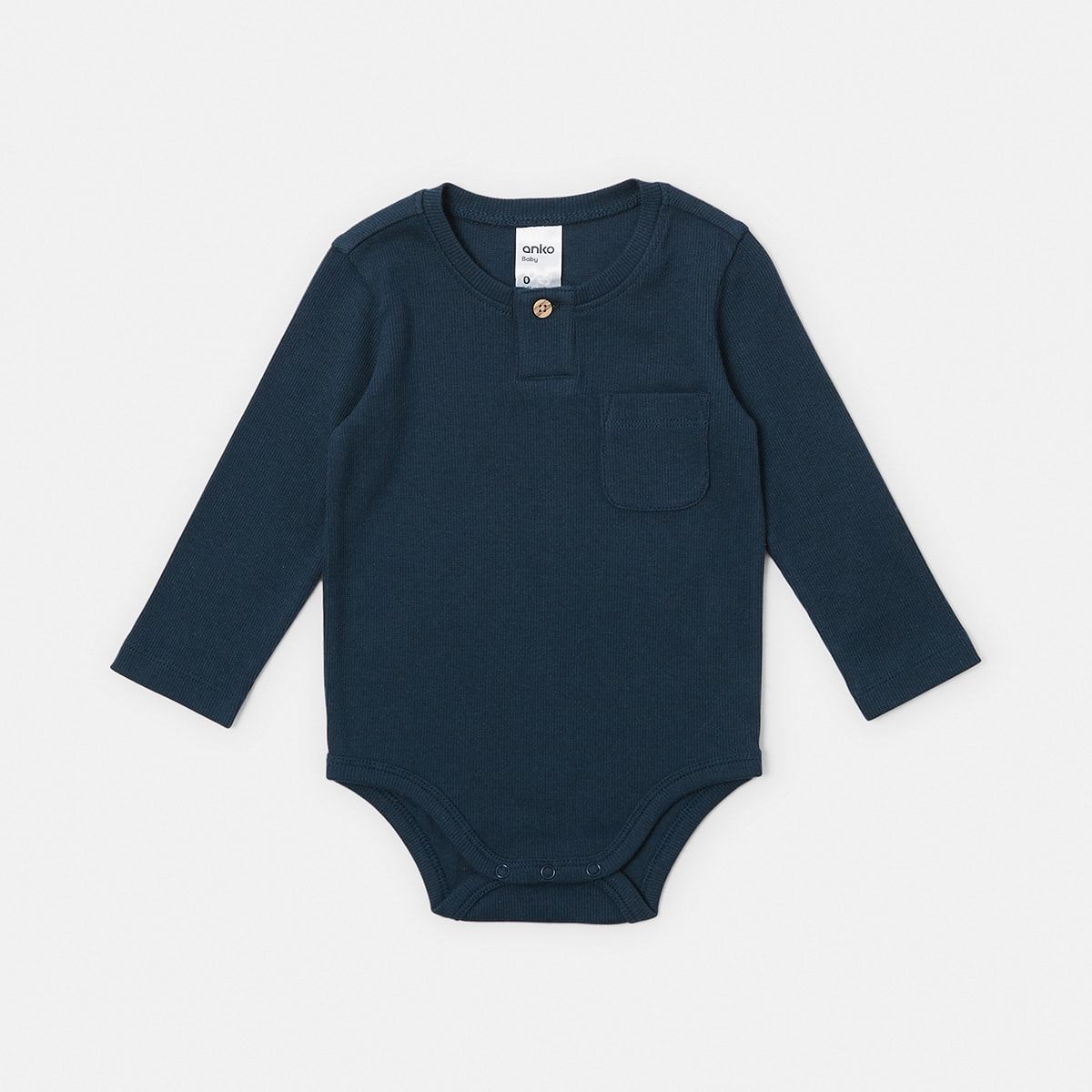 Rib Henley Long Sleeve Bodysuit