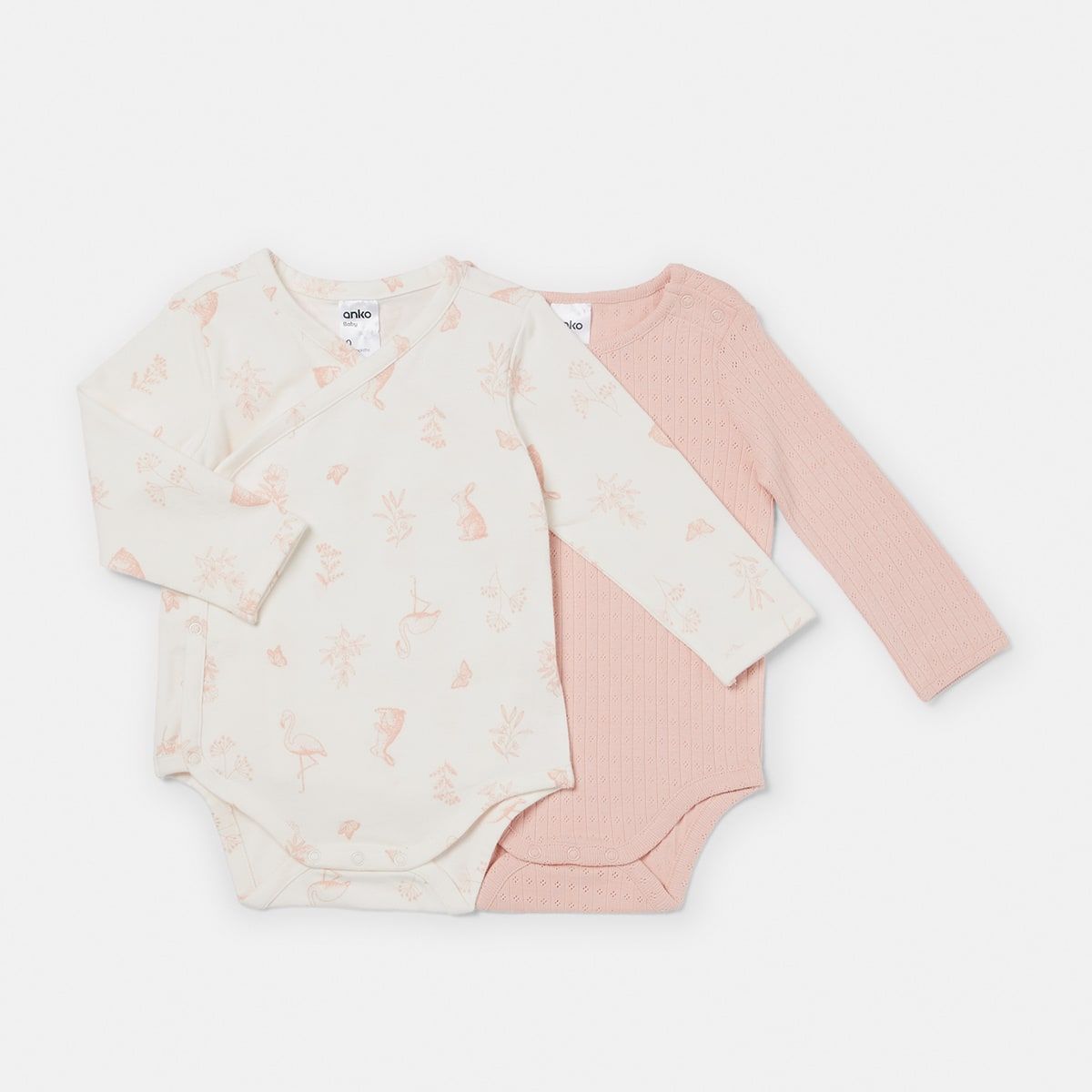 2 Pack Newborn Long Sleeve Organic Bodysuit