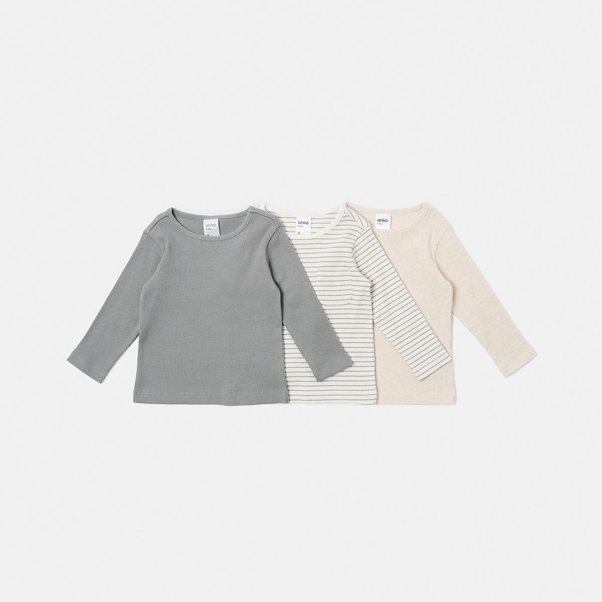 3 Pack Organic Cotton Long Sleeve T-shirts
