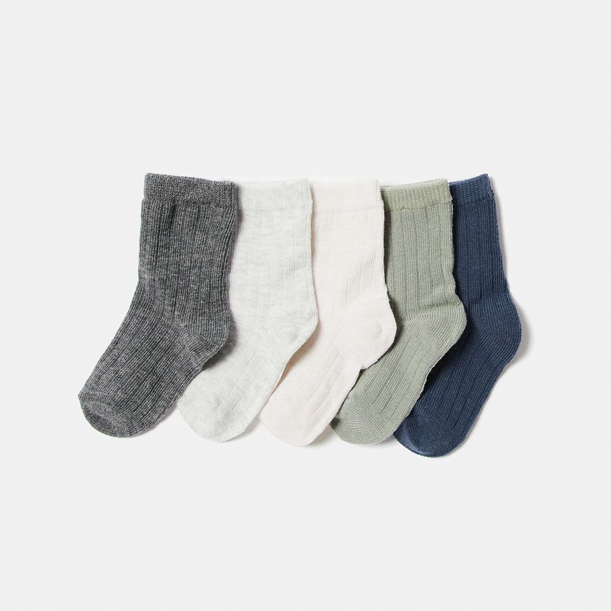 5 Pack Unisex Rib Crew Socks