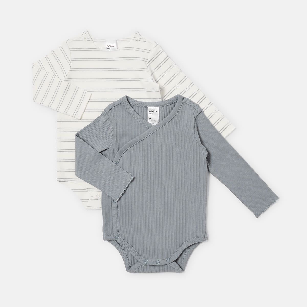 2 Pack Unisex Newborn Organic Long Sleeve Bodysuit