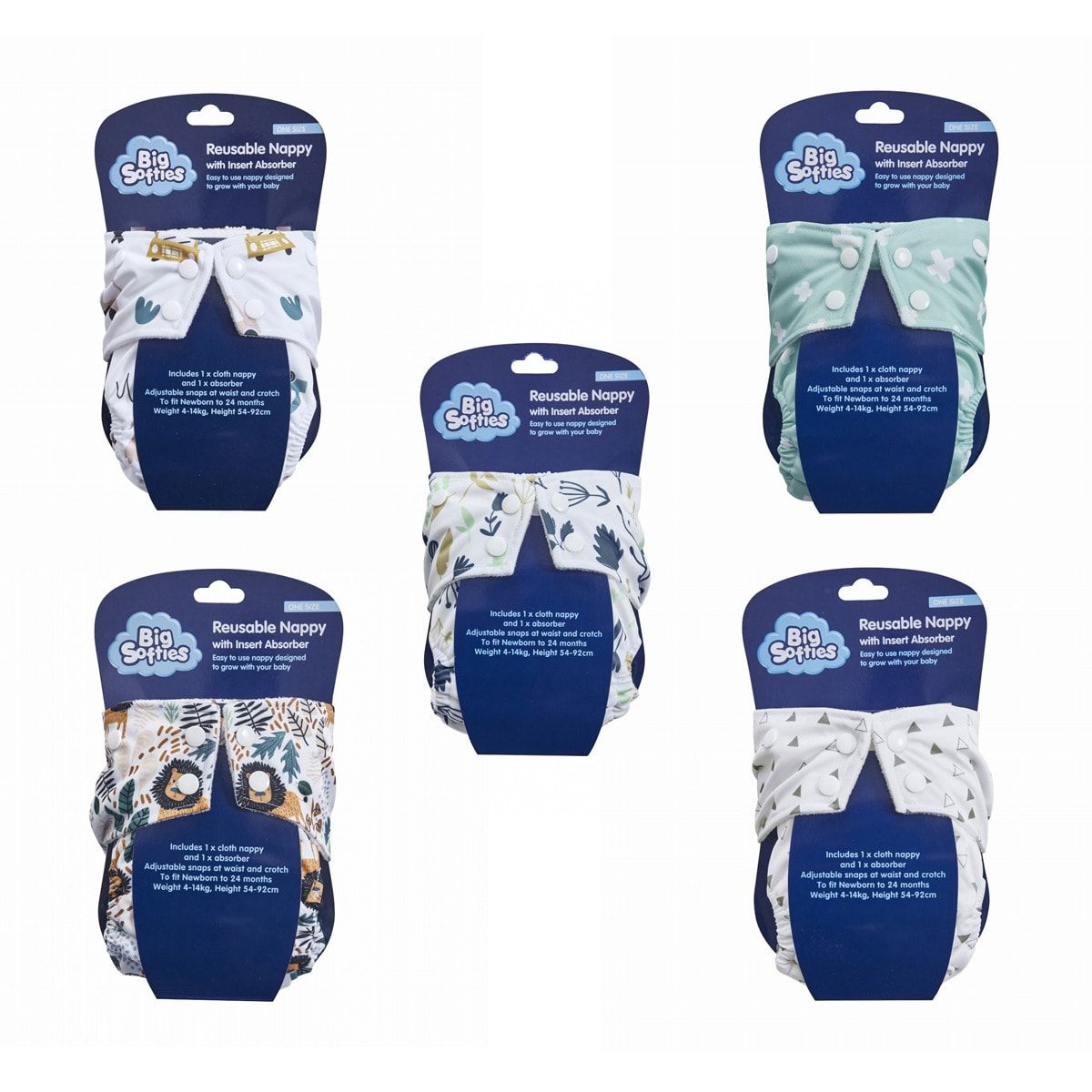 Big Softies Reusable Nappy with Insert Absorber - Assorted