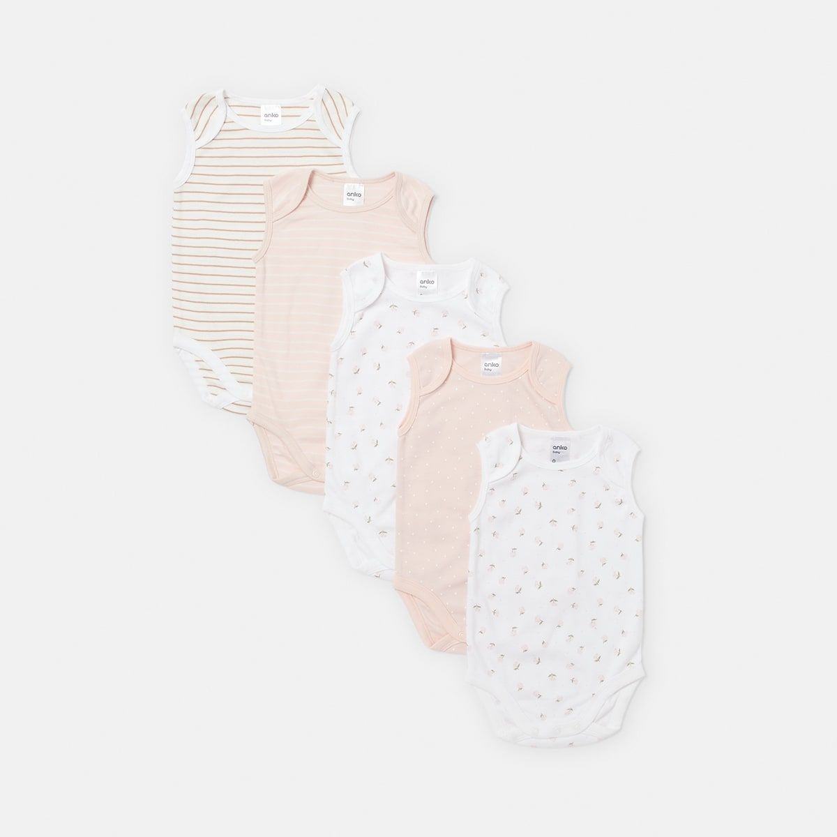 5 Pack Organic Sleeveless Bodysuit