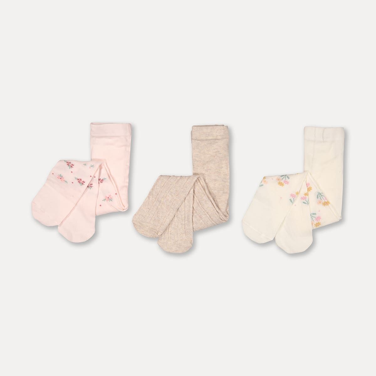 3 Pack Cable Jacquard Tights