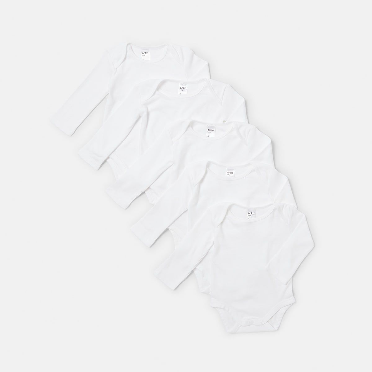 5 Pack Unisex Long Sleeve Organic Bodysuit