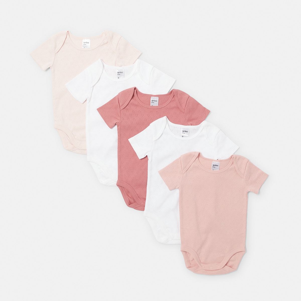 5 Pack Organic Short Sleeve Bodysuit