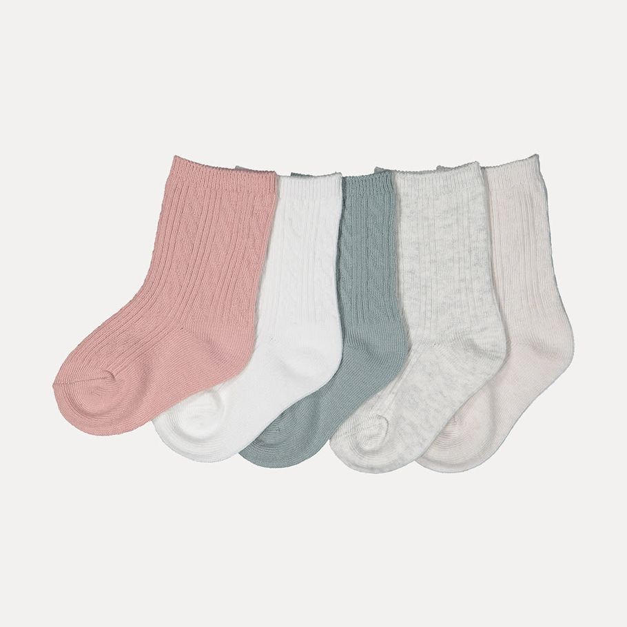 5 Pack Unisex Cable Crew Socks
