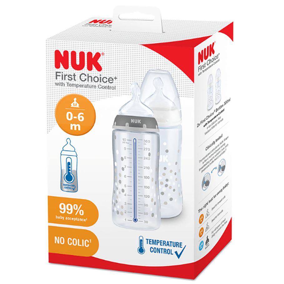 2 Pack 300ml NUK First Choice+ Baby Bottles