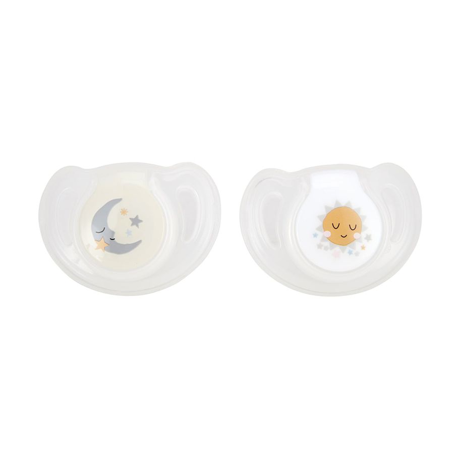 Day and Night Silicone Soothers - 2 Pack