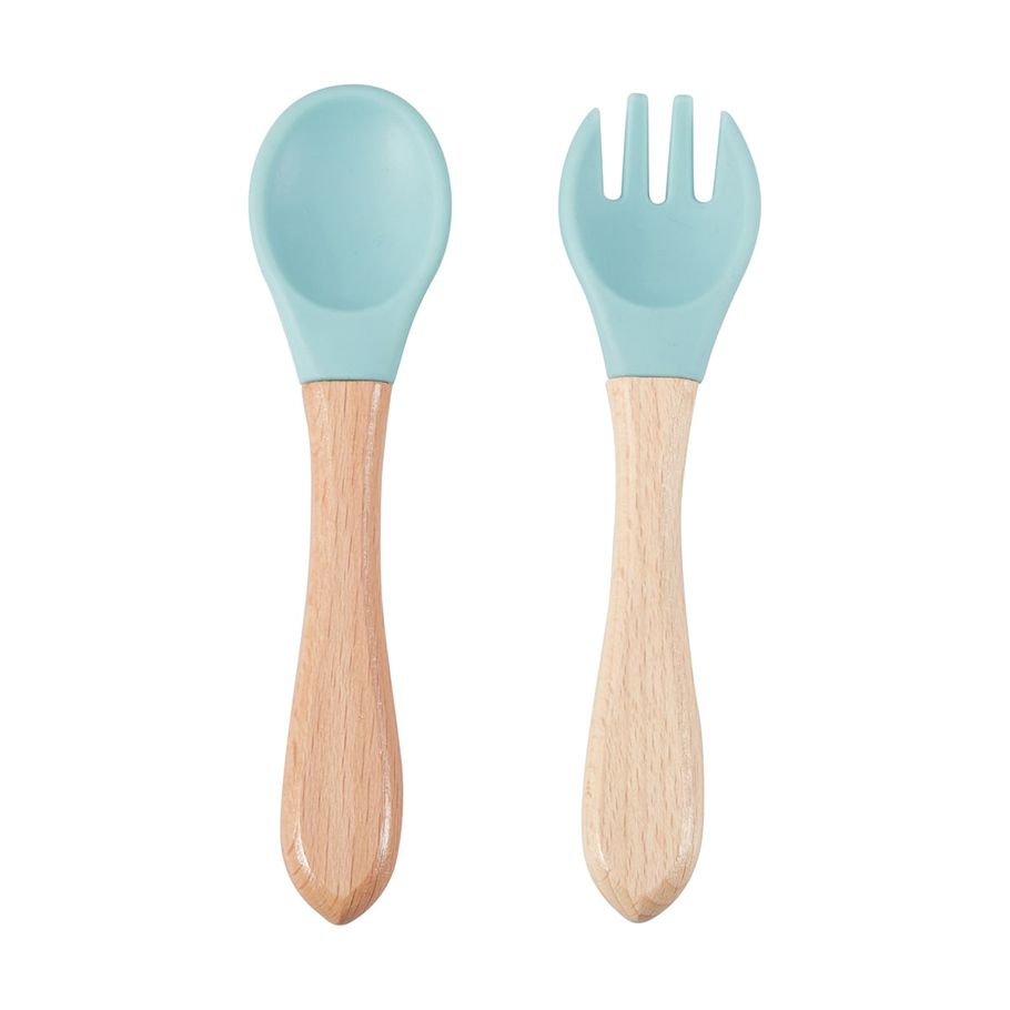 Silicone and Wooden Spoon and Fork Set