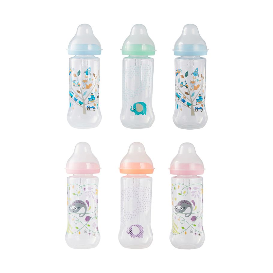 3 Pack 250ml Narrow Neck Baby Feeding Bottles - Assorted