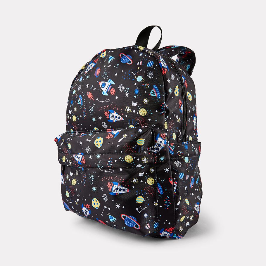 8L Kids Mini Space Rocket Backpack - Black
