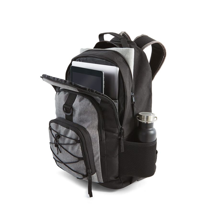 Multi Pocket Rolling Commuter Backpack - Black and Grey