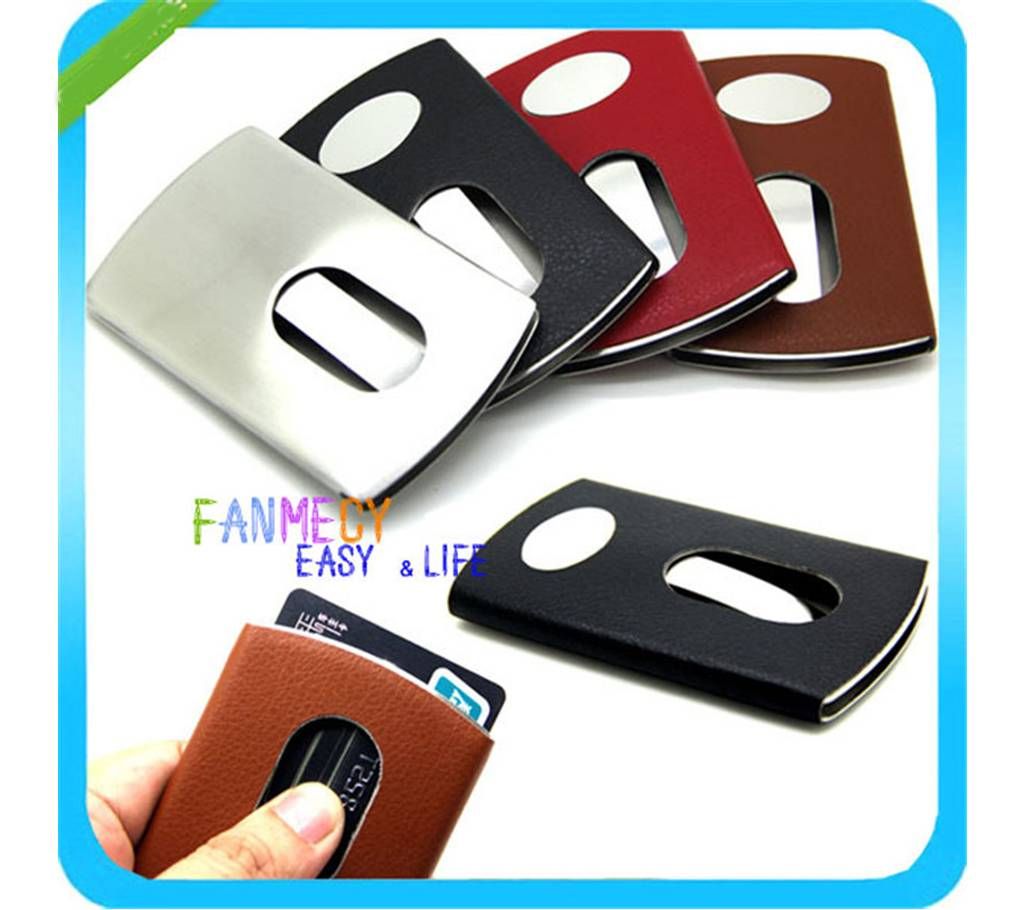 Thumb Slide Out Men Women Stainless Business Name Card Credit ID Holder