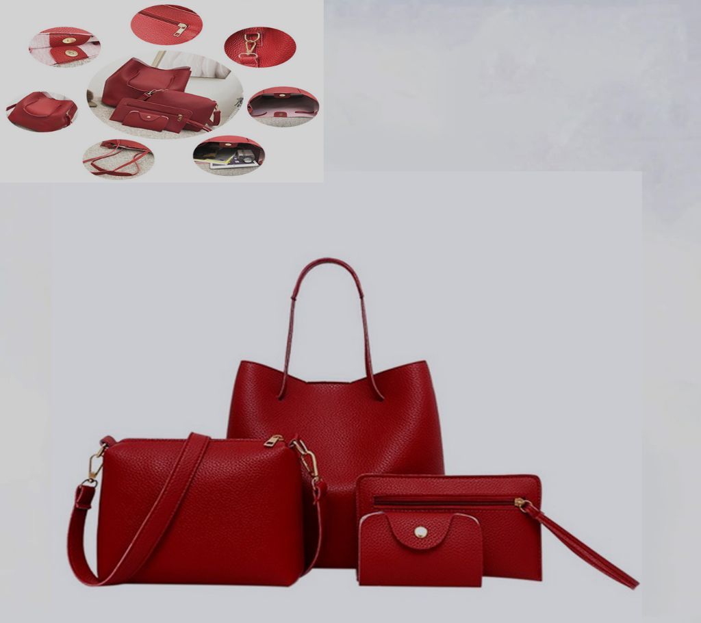 Women Solid Leather Handbag+Crossbody Bag+Messenger Bag+Card