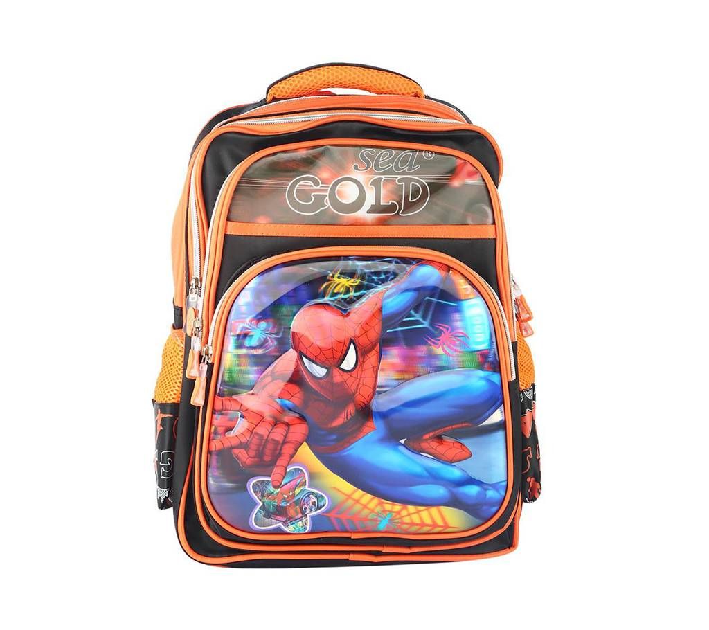 Spider Man School Bag For Boys - Orange and Black