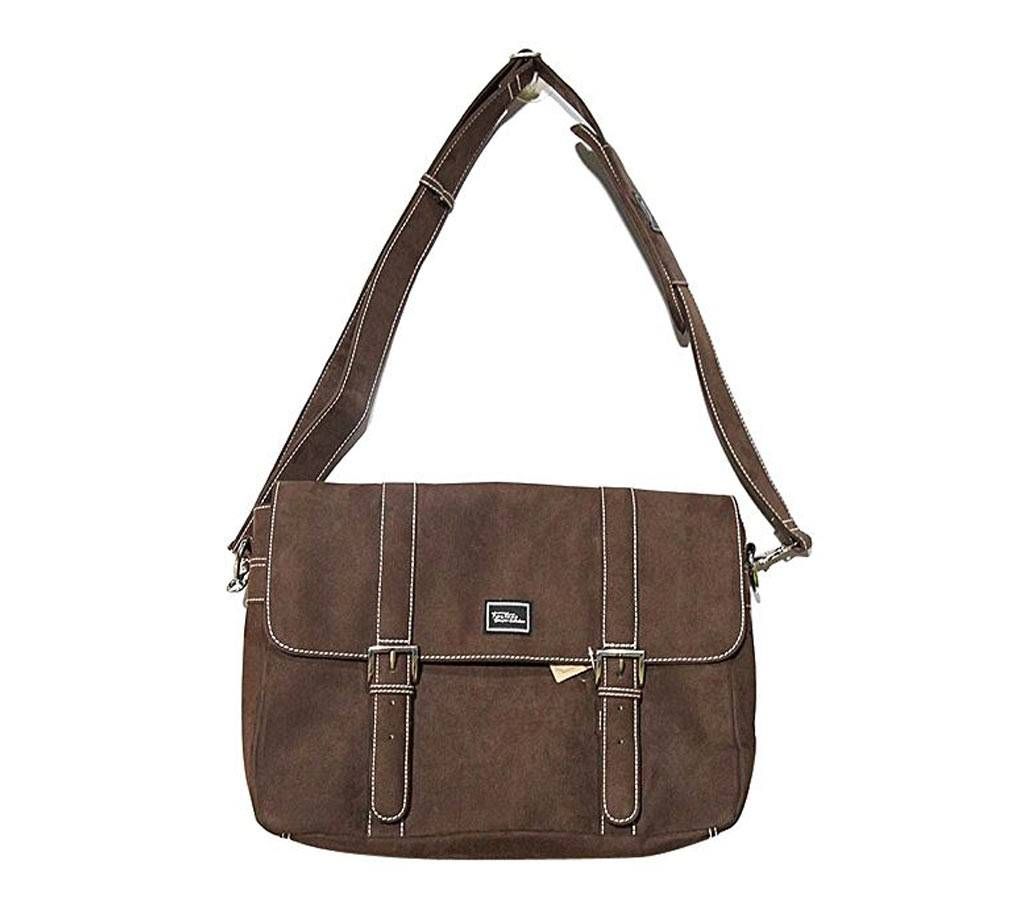 Fortuna Bangladesh Brown Microsuede Messenger Bag for Men