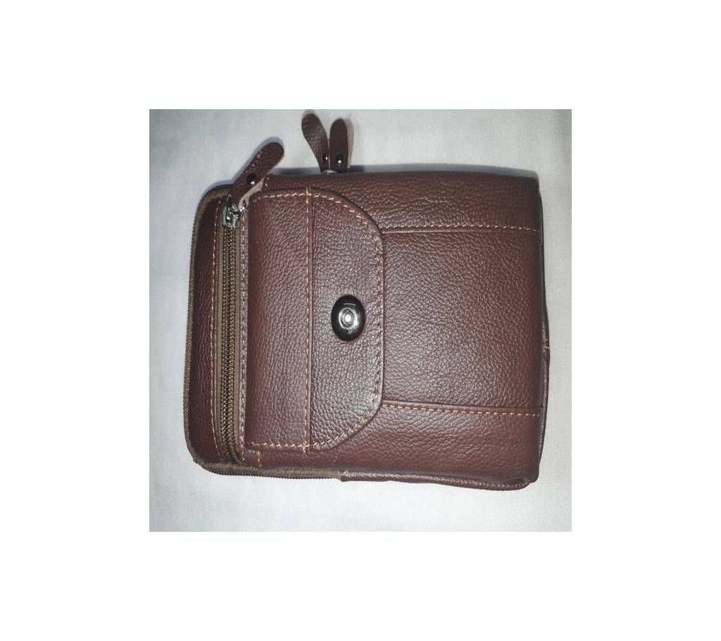Leather Long Push Button 05 Pockets Bag