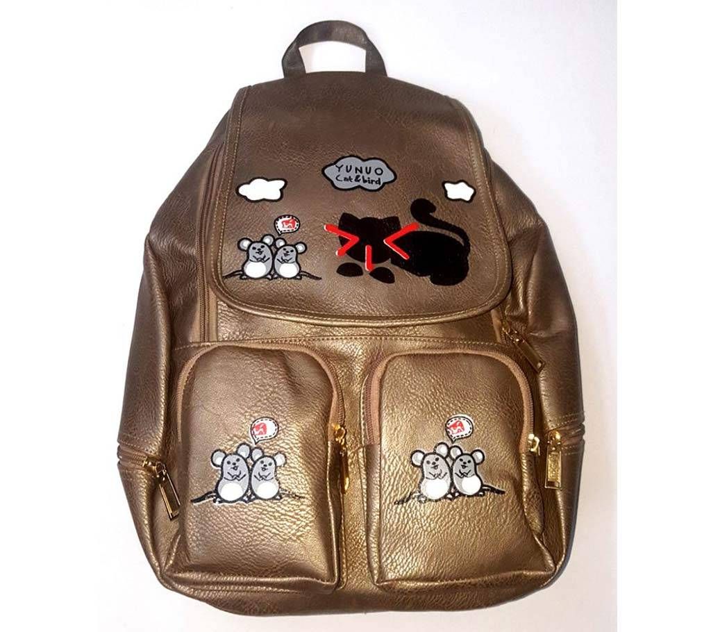 Backpack for Girls Glossy Golden- Tom & Jerry
