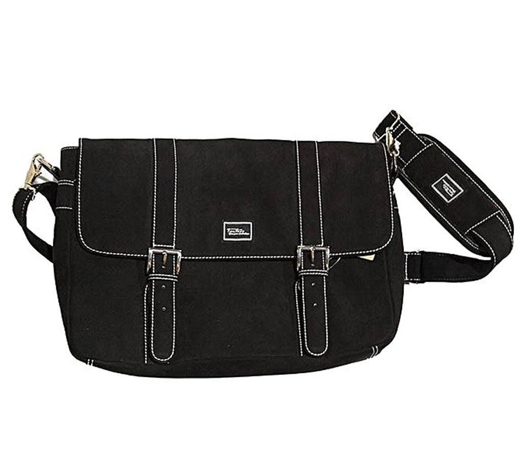 Fortuna Bangladesh Black Microsuede Messenger Bag for Men