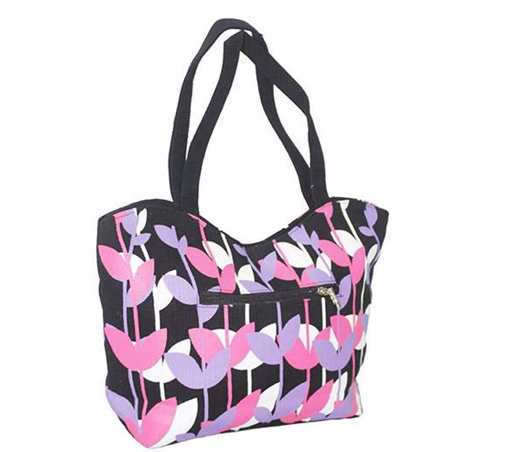Flower Print Jute Cotton Side Bag