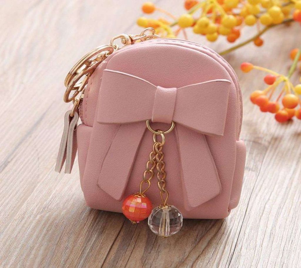 Women Mini Small Bowknot Design Backpack Style Wallet PU Leather